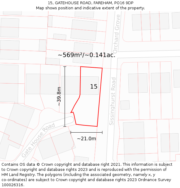 15, GATEHOUSE ROAD, FAREHAM, PO16 9DP: Plot and title map