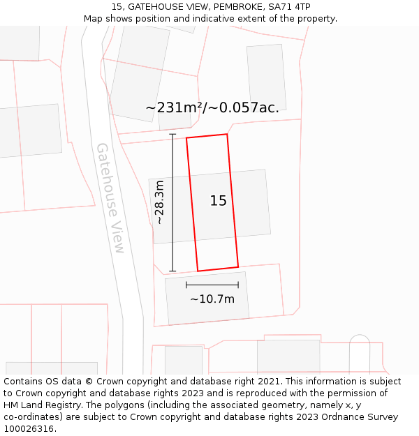 15, GATEHOUSE VIEW, PEMBROKE, SA71 4TP: Plot and title map