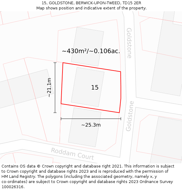 15, GOLDSTONE, BERWICK-UPON-TWEED, TD15 2ER: Plot and title map