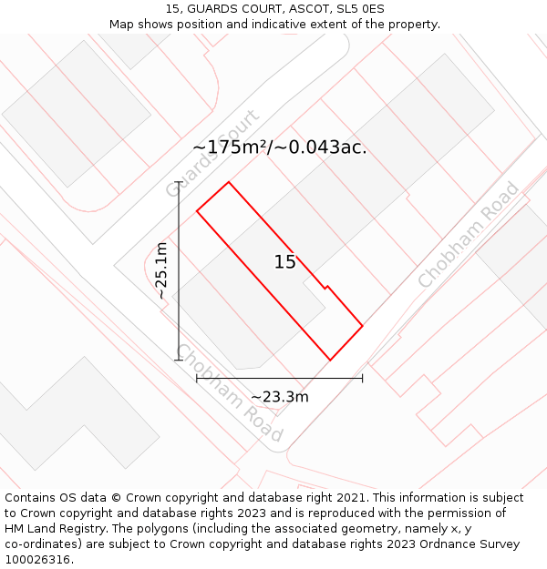 15, GUARDS COURT, ASCOT, SL5 0ES: Plot and title map