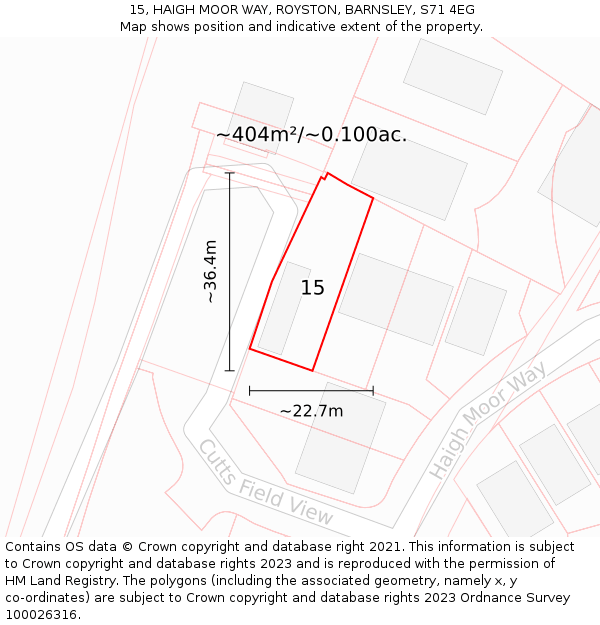 15, HAIGH MOOR WAY, ROYSTON, BARNSLEY, S71 4EG: Plot and title map