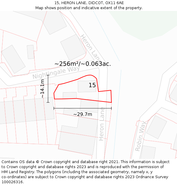 15, HERON LANE, DIDCOT, OX11 6AE: Plot and title map