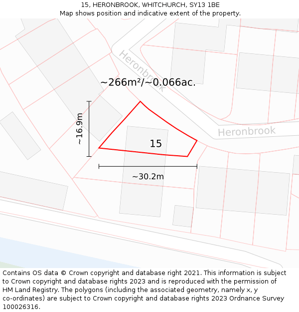 15, HERONBROOK, WHITCHURCH, SY13 1BE: Plot and title map