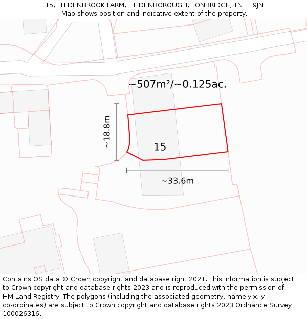 15, HILDENBROOK FARM, HILDENBOROUGH, TONBRIDGE, TN11 9JN: Plot and title map