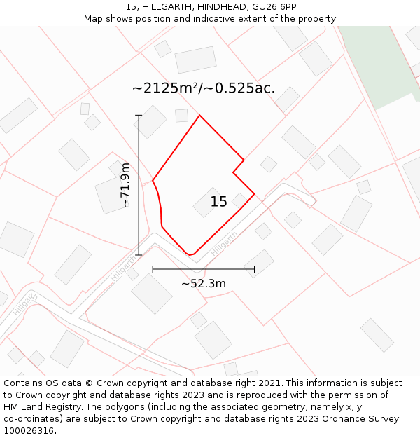 15, HILLGARTH, HINDHEAD, GU26 6PP: Plot and title map