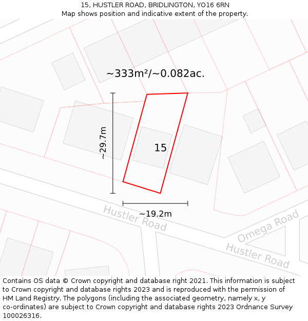 15, HUSTLER ROAD, BRIDLINGTON, YO16 6RN: Plot and title map