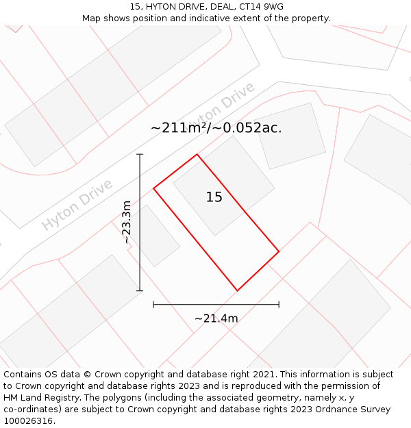 15, HYTON DRIVE, DEAL, CT14 9WG: Plot and title map