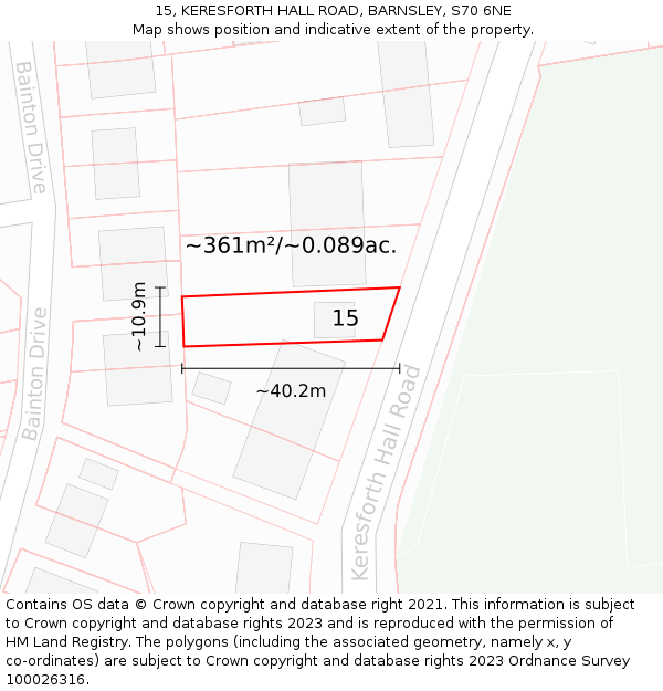 15, KERESFORTH HALL ROAD, BARNSLEY, S70 6NE: Plot and title map