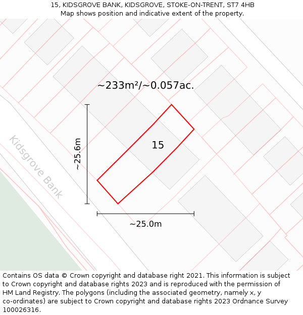 15, KIDSGROVE BANK, KIDSGROVE, STOKE-ON-TRENT, ST7 4HB: Plot and title map