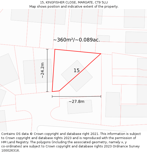 15, KINGFISHER CLOSE, MARGATE, CT9 5LU: Plot and title map