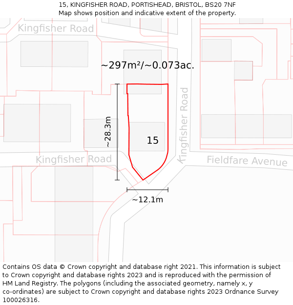 15, KINGFISHER ROAD, PORTISHEAD, BRISTOL, BS20 7NF: Plot and title map