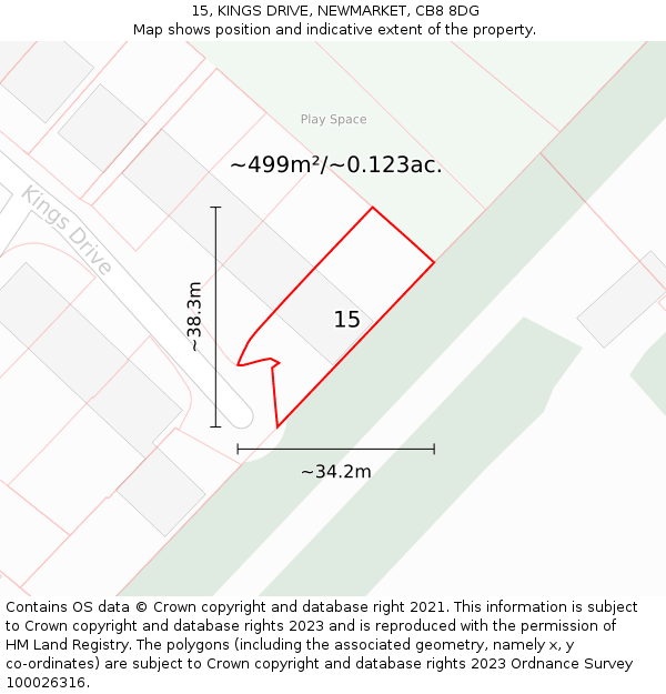 15, KINGS DRIVE, NEWMARKET, CB8 8DG: Plot and title map