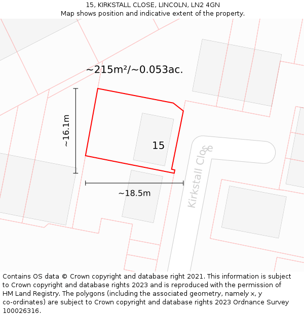15, KIRKSTALL CLOSE, LINCOLN, LN2 4GN: Plot and title map
