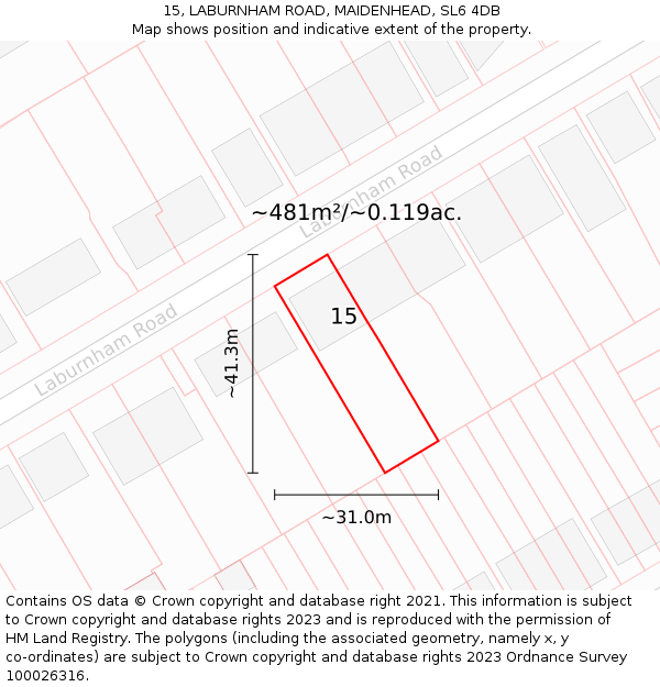 15, LABURNHAM ROAD, MAIDENHEAD, SL6 4DB: Plot and title map