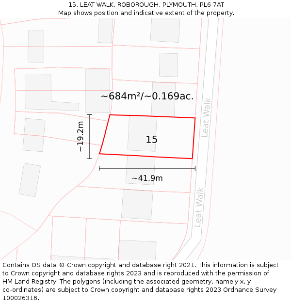 15, LEAT WALK, ROBOROUGH, PLYMOUTH, PL6 7AT: Plot and title map