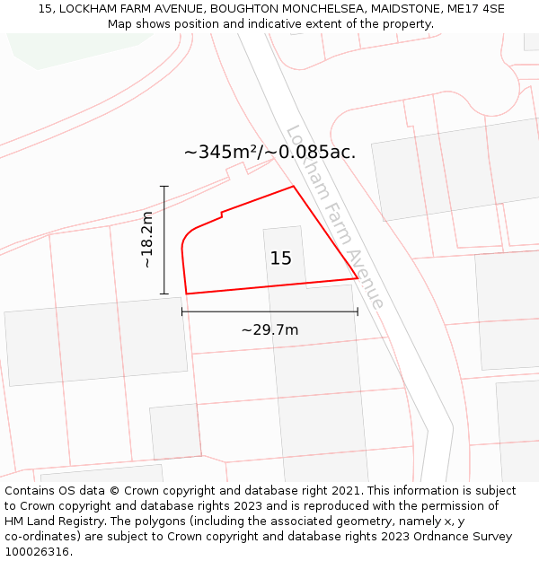 15, LOCKHAM FARM AVENUE, BOUGHTON MONCHELSEA, MAIDSTONE, ME17 4SE: Plot and title map