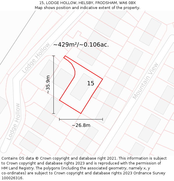 15, LODGE HOLLOW, HELSBY, FRODSHAM, WA6 0BX: Plot and title map