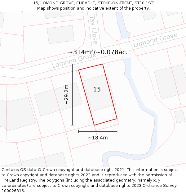 15, LOMOND GROVE, CHEADLE, STOKE-ON-TRENT, ST10 1SZ: Plot and title map