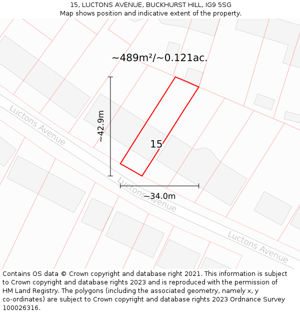 15, LUCTONS AVENUE, BUCKHURST HILL, IG9 5SG: Plot and title map