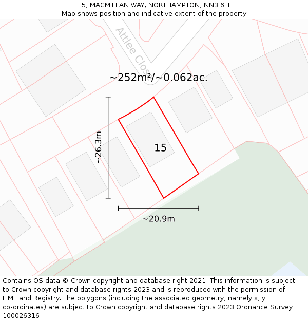 15, MACMILLAN WAY, NORTHAMPTON, NN3 6FE: Plot and title map