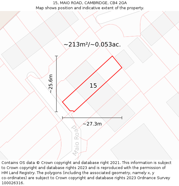 15, MAIO ROAD, CAMBRIDGE, CB4 2GA: Plot and title map
