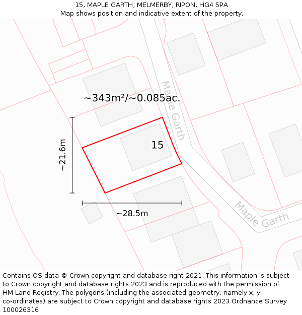 15, MAPLE GARTH, MELMERBY, RIPON, HG4 5PA: Plot and title map