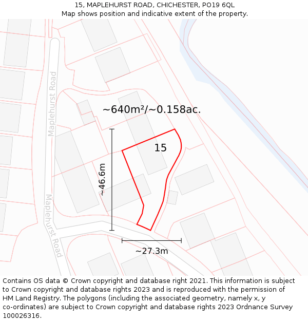 15, MAPLEHURST ROAD, CHICHESTER, PO19 6QL: Plot and title map