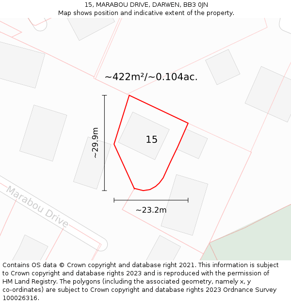 15, MARABOU DRIVE, DARWEN, BB3 0JN: Plot and title map