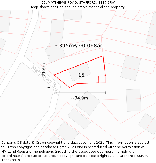 15, MATTHEWS ROAD, STAFFORD, ST17 9RW: Plot and title map