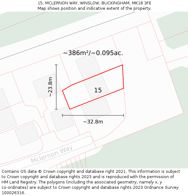 15, MCLERNON WAY, WINSLOW, BUCKINGHAM, MK18 3FE: Plot and title map