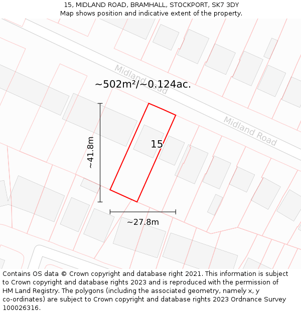 15, MIDLAND ROAD, BRAMHALL, STOCKPORT, SK7 3DY: Plot and title map