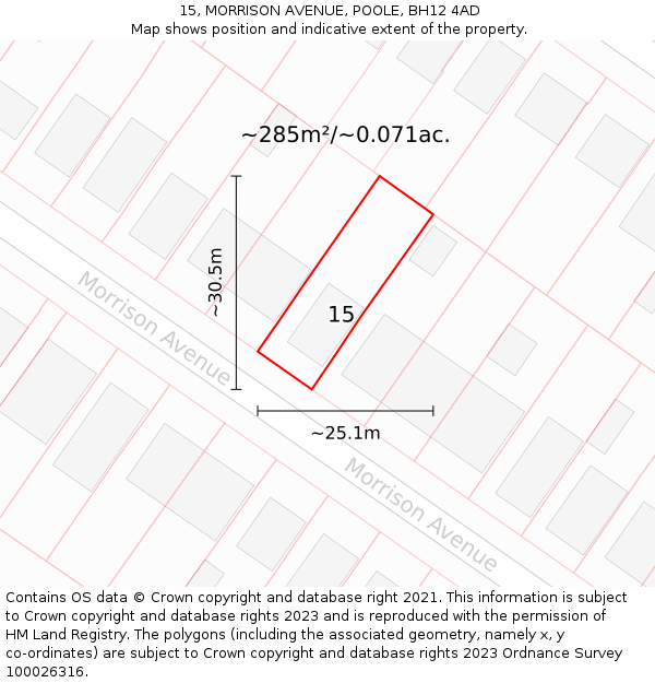 15, MORRISON AVENUE, POOLE, BH12 4AD: Plot and title map