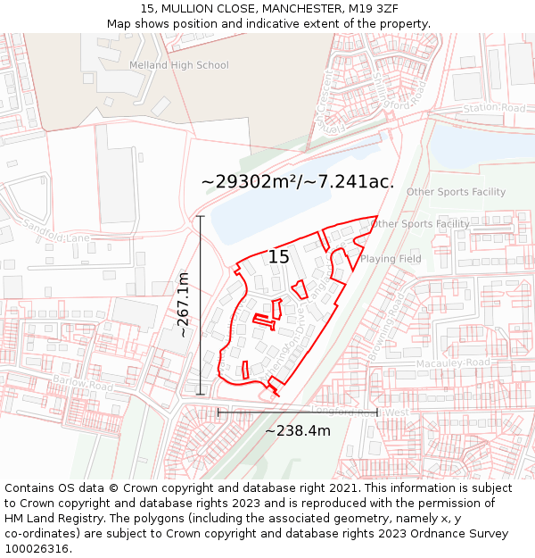 15, MULLION CLOSE, MANCHESTER, M19 3ZF: Plot and title map