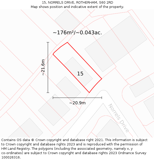 15, NORRELS DRIVE, ROTHERHAM, S60 2RD: Plot and title map