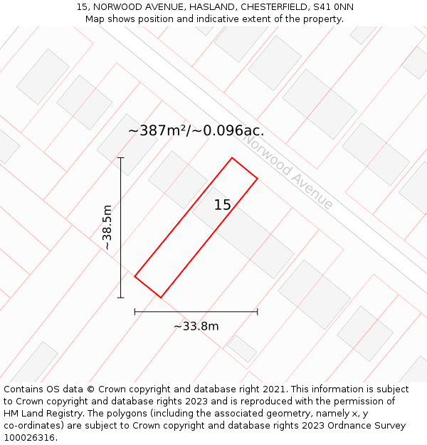 15, NORWOOD AVENUE, HASLAND, CHESTERFIELD, S41 0NN: Plot and title map