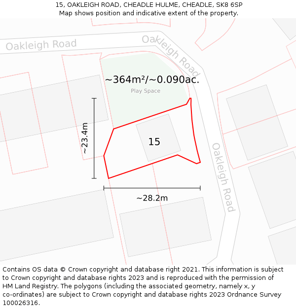 15, OAKLEIGH ROAD, CHEADLE HULME, CHEADLE, SK8 6SP: Plot and title map