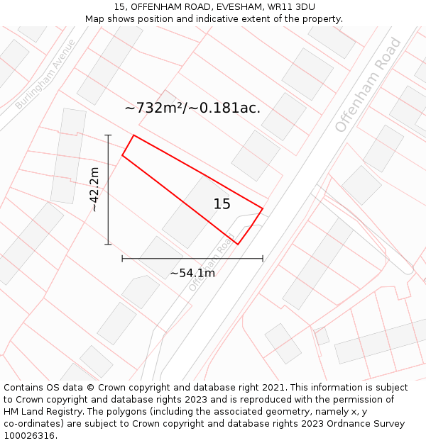 15, OFFENHAM ROAD, EVESHAM, WR11 3DU: Plot and title map