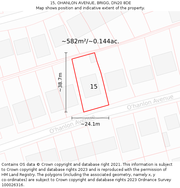 15, OHANLON AVENUE, BRIGG, DN20 8DE: Plot and title map