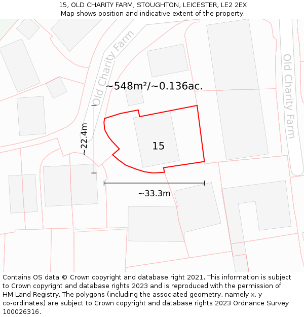 15, OLD CHARITY FARM, STOUGHTON, LEICESTER, LE2 2EX: Plot and title map