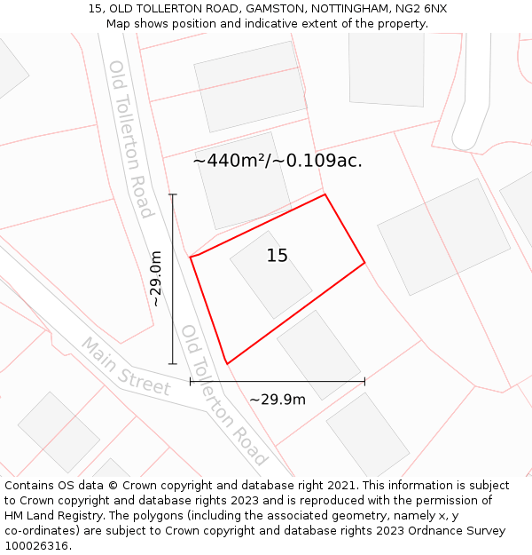 15, OLD TOLLERTON ROAD, GAMSTON, NOTTINGHAM, NG2 6NX: Plot and title map