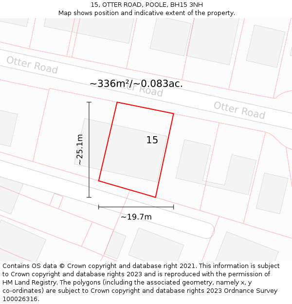 15, OTTER ROAD, POOLE, BH15 3NH: Plot and title map