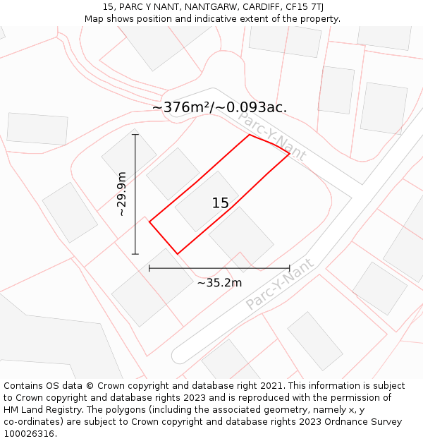 15, PARC Y NANT, NANTGARW, CARDIFF, CF15 7TJ: Plot and title map