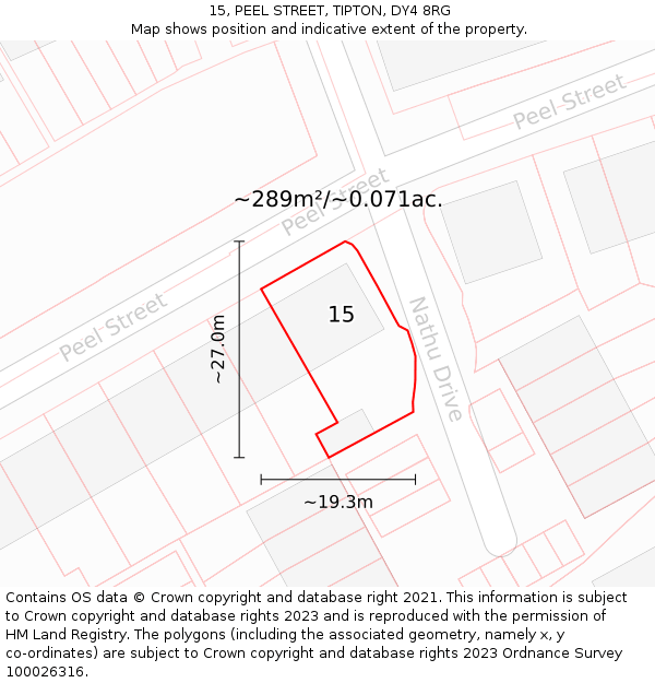 15, PEEL STREET, TIPTON, DY4 8RG: Plot and title map