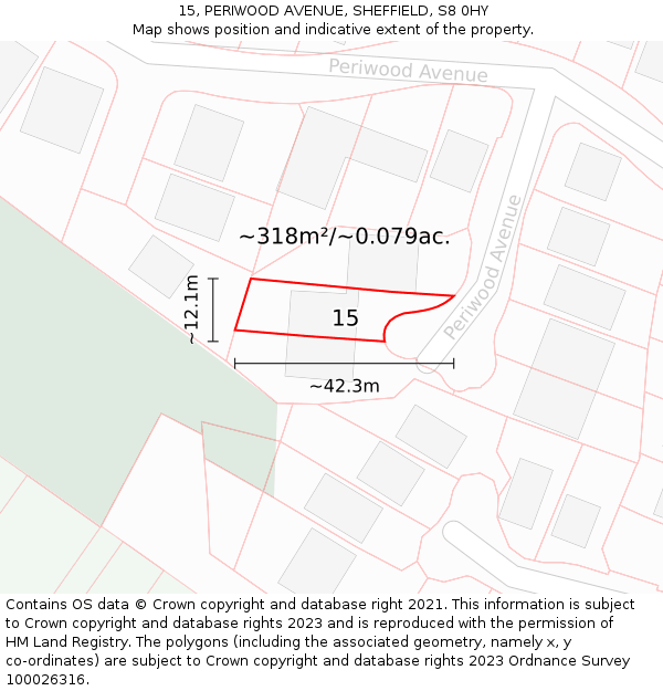 15, PERIWOOD AVENUE, SHEFFIELD, S8 0HY: Plot and title map