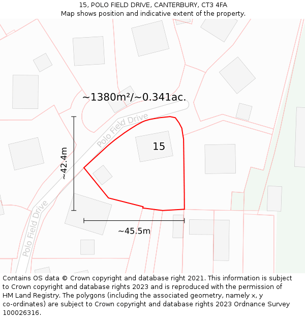 15, POLO FIELD DRIVE, CANTERBURY, CT3 4FA: Plot and title map