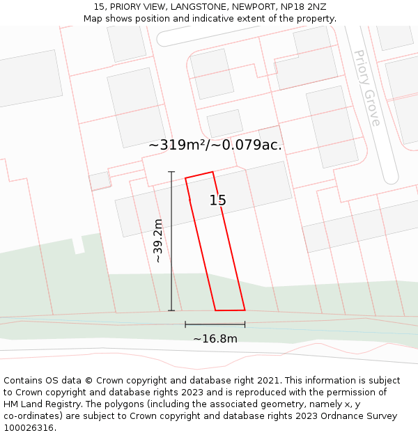 15, PRIORY VIEW, LANGSTONE, NEWPORT, NP18 2NZ: Plot and title map