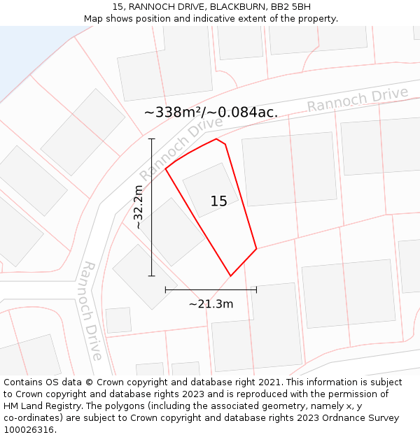 15, RANNOCH DRIVE, BLACKBURN, BB2 5BH: Plot and title map