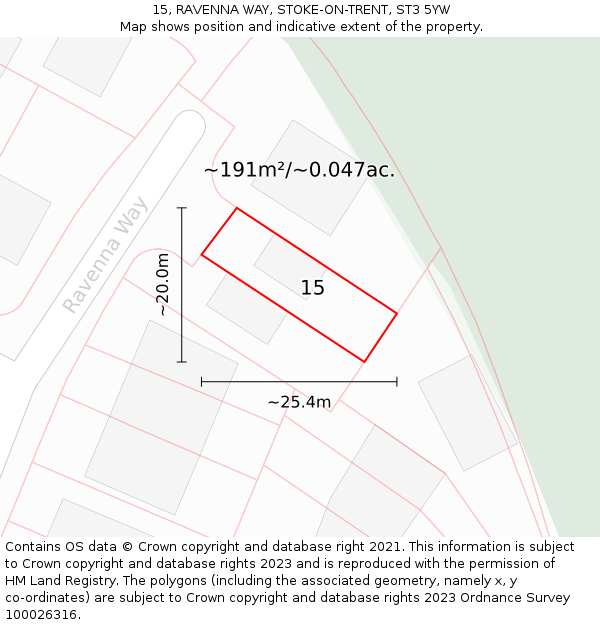 15, RAVENNA WAY, STOKE-ON-TRENT, ST3 5YW: Plot and title map