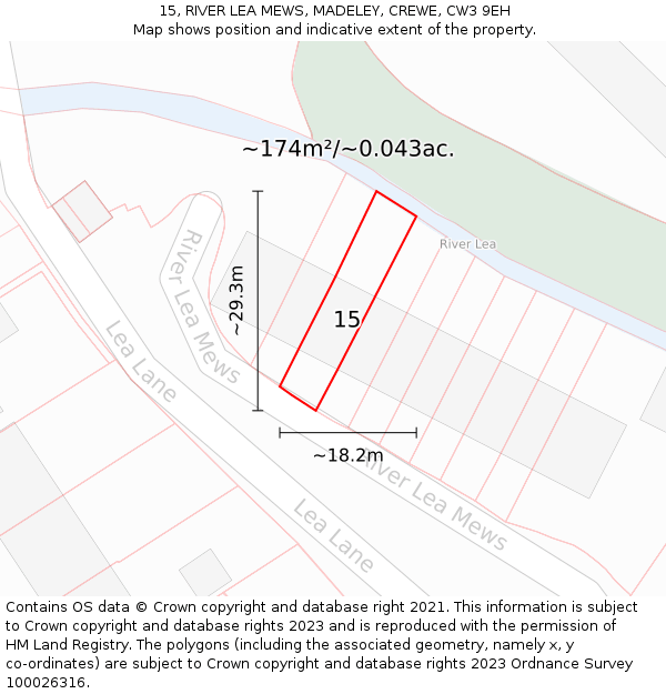15, RIVER LEA MEWS, MADELEY, CREWE, CW3 9EH: Plot and title map