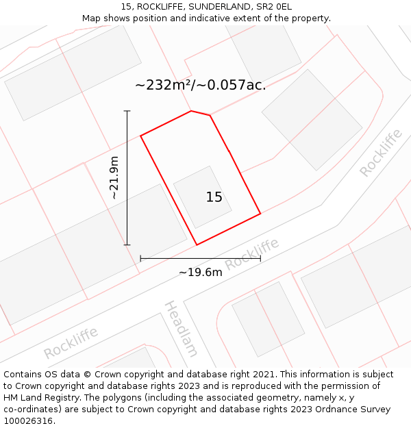 15, ROCKLIFFE, SUNDERLAND, SR2 0EL: Plot and title map